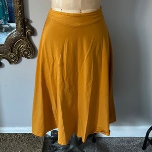 Kate Kasin Mustard Yellow Flowy MIDI Skirt